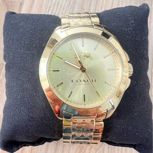 Coach New York ladies gold tone classic dress watch NEW BATTERY